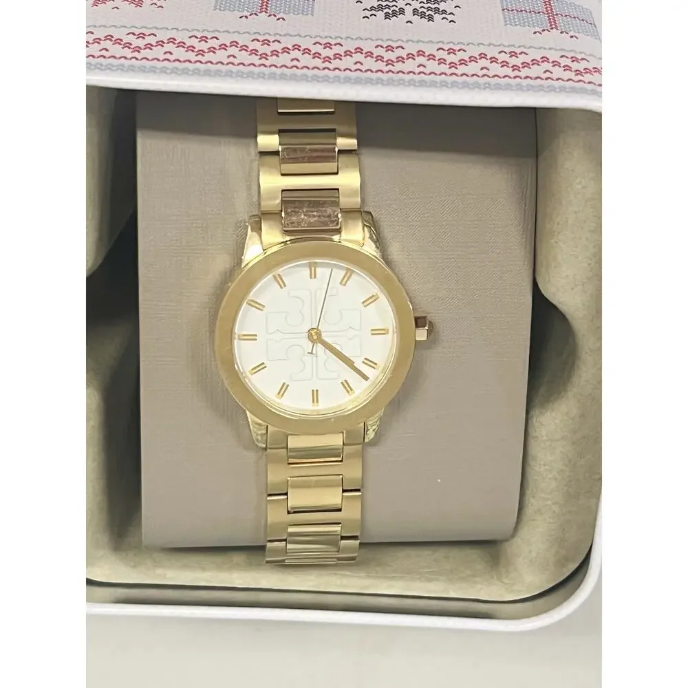 Tory Burch TBW2004 Gigi Ladies Gold Steel Watch 28mm Ivory Dial 3ATM Quartz